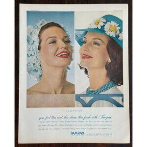Vintage 1962 Tampax Tampons Lady Daisy Swim Cap Advertisement Print Ad